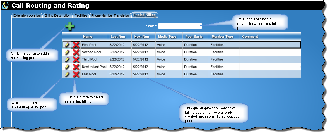 Pooled Billing Tab Overview