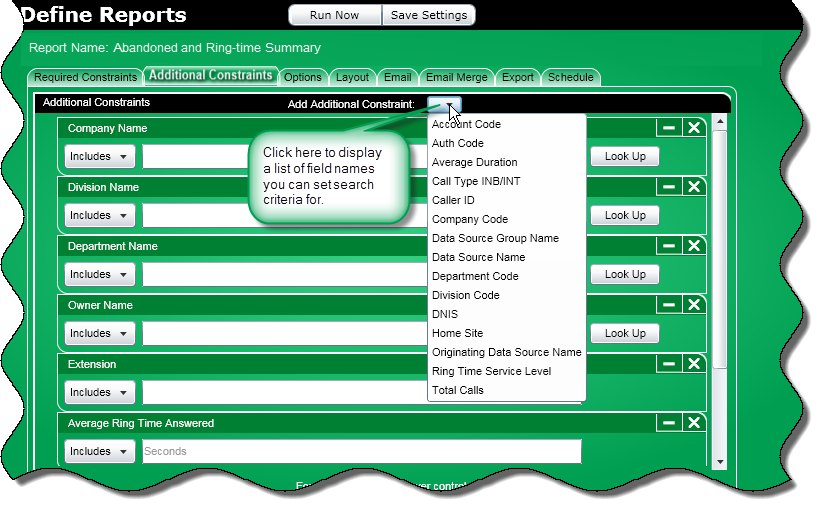 Additional Constraints tab